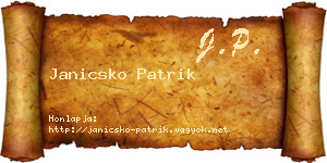 Janicsko Patrik névjegykártya